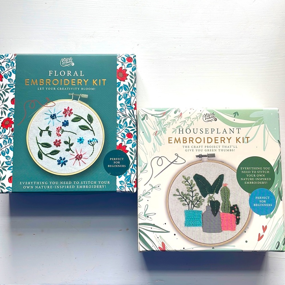 Floral and houseplant embroidery kits